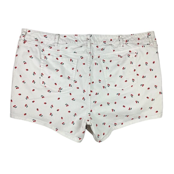 Torrid Cherry Print Classic Skinny Short Size 26 Vintage Stretch White Denim - Picture 4 of 10